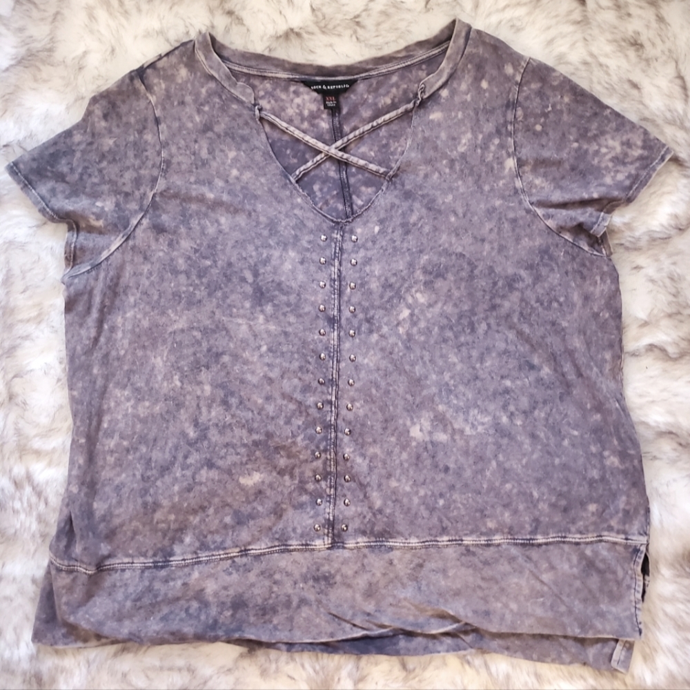 Rock & Rebuplic Distressed Studded Top
